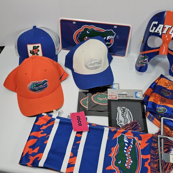 Florida Gators Fan Gear Lot Hats Plates Scarf Masks Frames Accessories - Picture 2 of 4